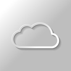 Simple cloud. Linear symbol with thin outline. Paper style with