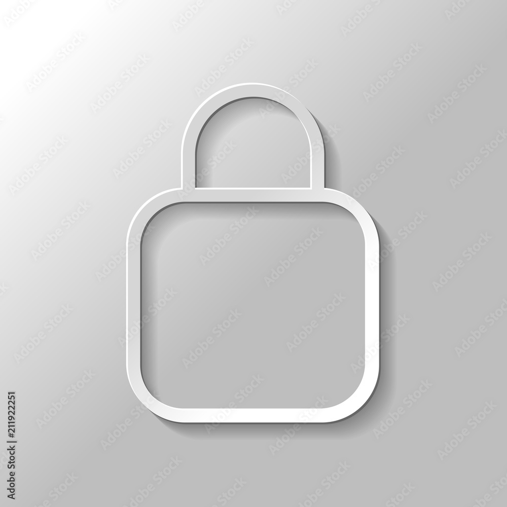 Poster simple lock icon. linear symbol, thin outline. paper style with