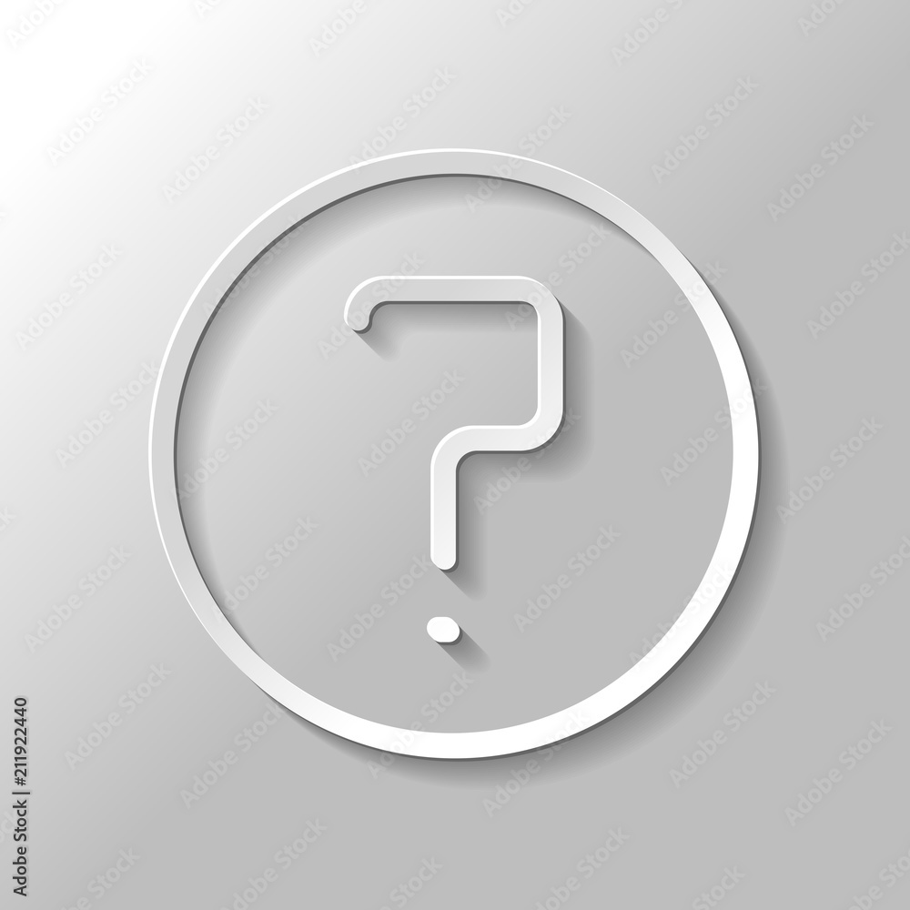 Poster simple question in circle. linear, thin outline. paper style wit