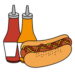 hot dog with sauces