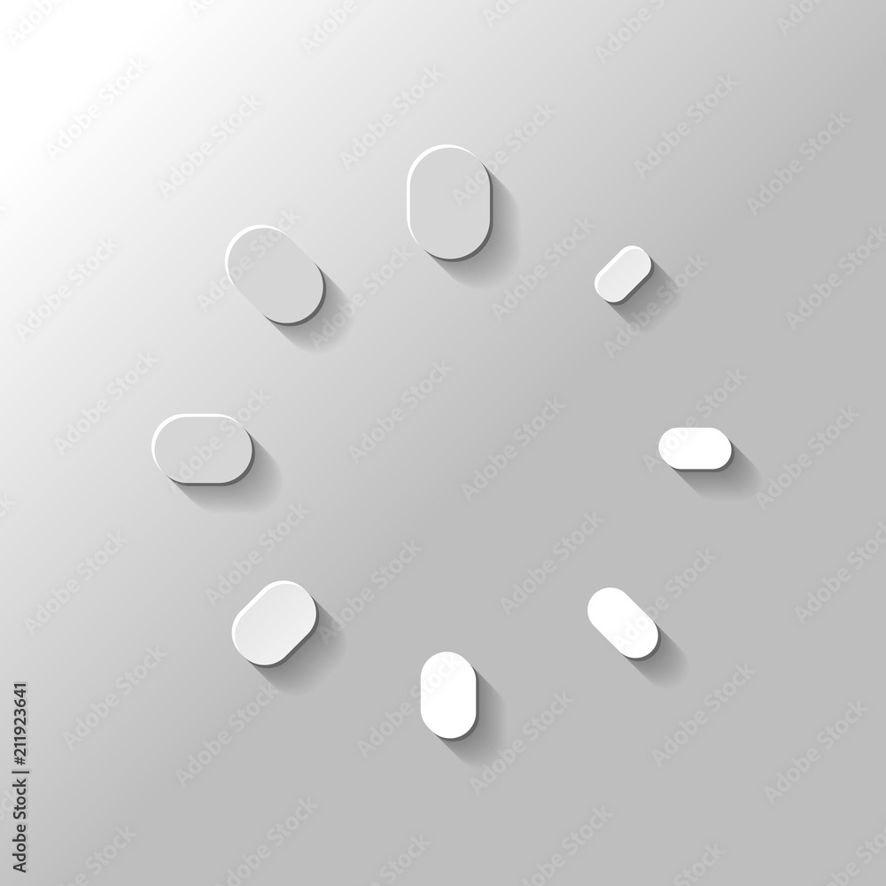 Poster simple loading symbol. paper style with shadow on gray backgroun