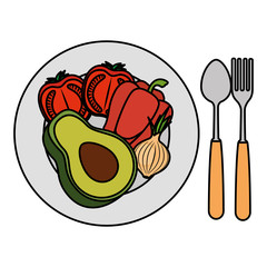 dish with vegetables healthy food vector illustration design