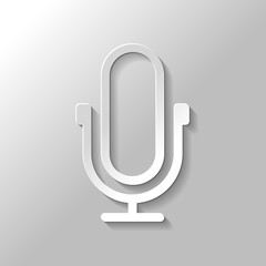 Simple microphone icon. Linear, thin outline. Paper style with s