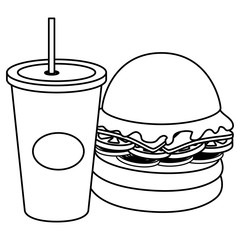 soda with delicious fast food vector illustration design