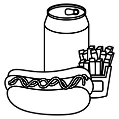 soda with delicious fast food vector illustration design