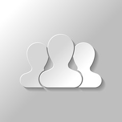 Team, few person. Paper style with shadow on gray background