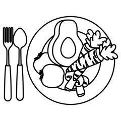 Fototapeta premium dish with vegetables healthy food vector illustration design