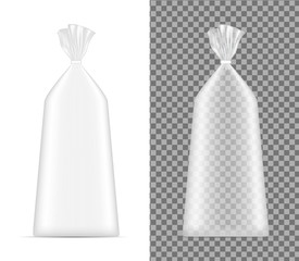 Transparent blank foil or paper packaging. Sachet for bread, coffee, sweets, cookies and gift