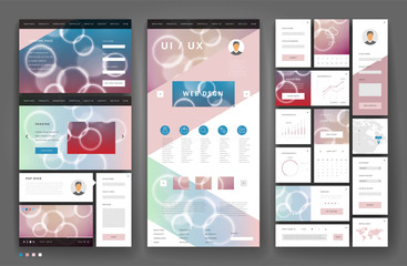 Website template design with interface elements