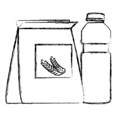 wheat bag with juice fruit bottle vector illustration design