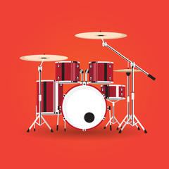 vector equipment drum kit with red