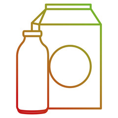 milk bottle and box vector illustration design