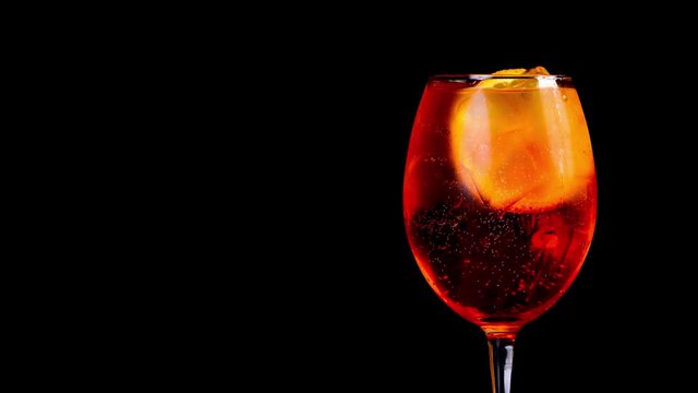 coctail aperol spritz on black background