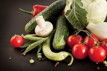 Perfect Organic Vegetables are Lying on the Black Background.