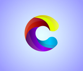 Abstract colorful letter C logo icon. for corporate identity design isolated on dark background