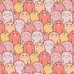 Obraz premium Cute Pig Vector Pattern Background. Handmade Vector Illustration.