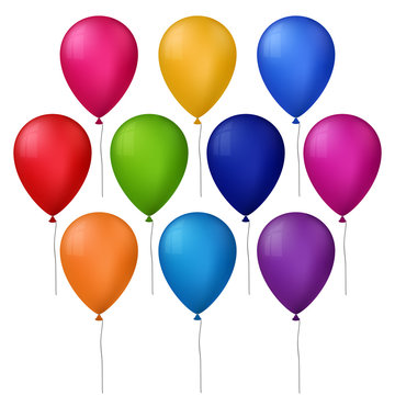 collection of realistic colorful vector balloons on white background