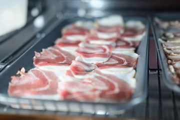 Sliced pork prepared for cook