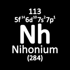 Periodic table element nihonium icon.