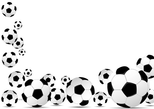 Leather soccer balls on white background with space for text.