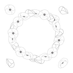 Corn Poppy Wreath Outline