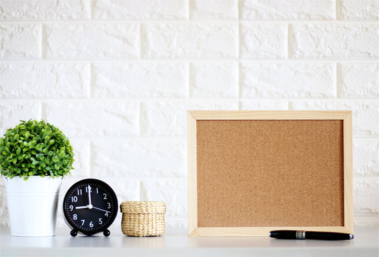 Cork Board On The Desk With Space For Your Text