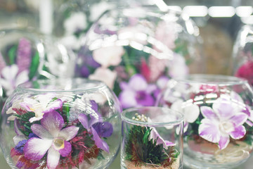 Fresh flowers in the flask, decoration and decor of the interior