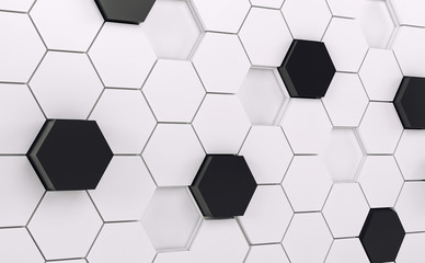 Abstact white and black futuristic wall. 3d render