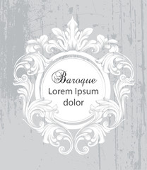 Vintage baroque frame card Vector. Detailed rich ornament illustration graphic line arts
