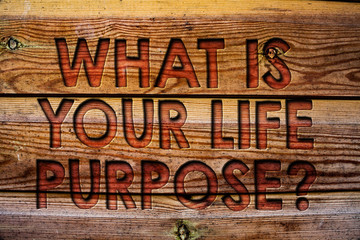 Handwriting text What Is Your Life Purpose Question. Concept meaning Personal Determination Aims...