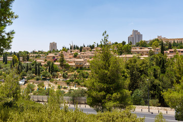 Fototapeta na wymiar First quarters of Jerusalem outside old city walls