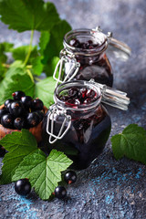 Black currant jam in jar