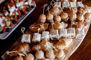 Catering service. Restaurant food table with snack delicious dining