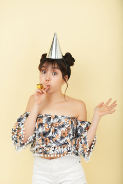 Portrait of Asian young girl celebrating birthday party