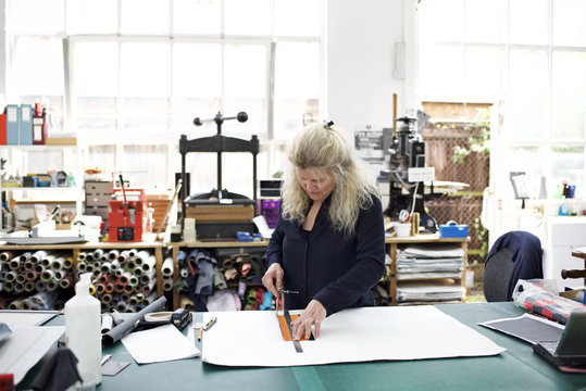 A female creative at work in her studio