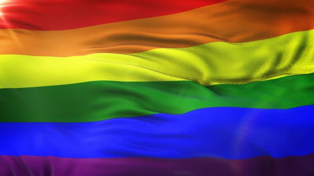 LGBT Rainbow flag waving on sun. Seamless loop with highly detailed fabric texture. Loop ready in 4k resolution.