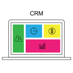 CRM customer relationship management concept flat vector illustration. - 211936822