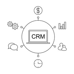 CRM customer relationship management concept flat vector illustration. - 211936836