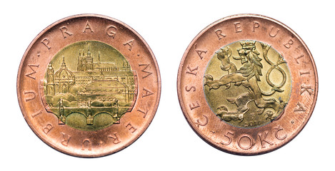 Coin 50 crown. 50 CZK. Czech Republic