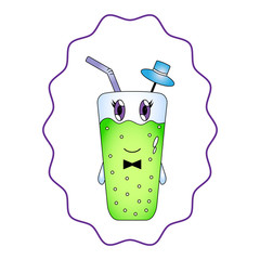 Bright wedding stickers ice cream and soda in a lovely cartoon style