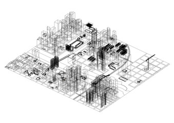 City Concept Architect Blueprint - isolated
