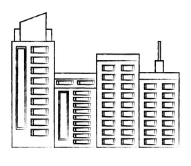 city buildings icon over white background, vector illustration