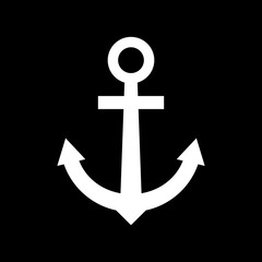 White anchor icon on black background