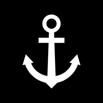 White anchor icon on black background