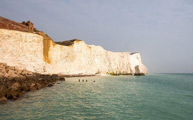 Chalk cliffs of the South Downs, East Sussex, England