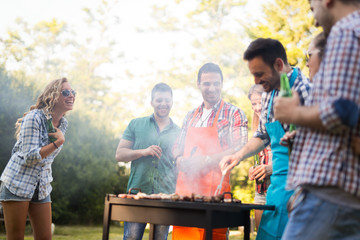 Young people in nature having fun