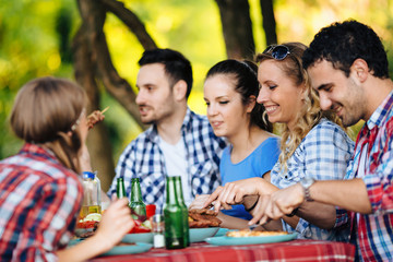Young people in nature having fun