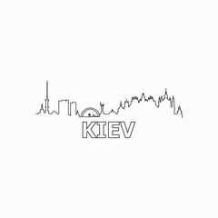Obraz premium Kiev skyline and landmarks silhouette black vector icon. Kiev panorama. Ukraine