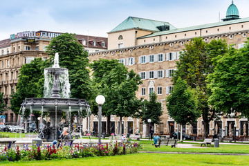 STUTTGART, GERMANY - June 25, 2018: Schlossplatz is the largest square in the center of Stuttgart,...