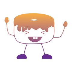 Kawaii excited donut icon over white background, vector illustration